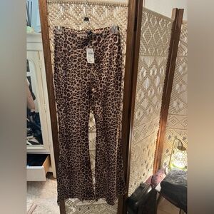 Windsor Leopard Print Wide-Leg Pants - tan & black